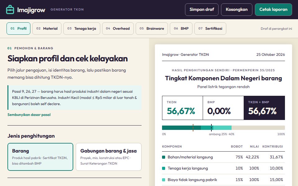 Tampilan latihan Generator TKDN