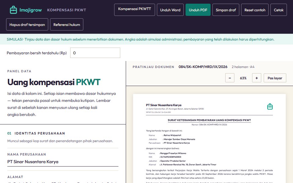 Fixed-Term Contract (PKWT) Compensation Generator